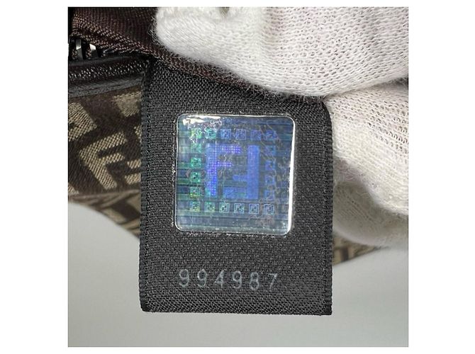 Borsa a tracolla Fendi in tela e pelle marrone - vista 15