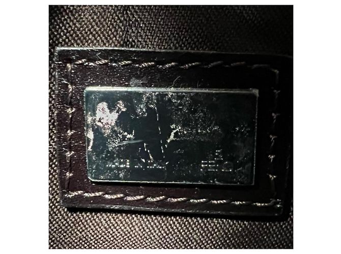 Borsa a tracolla Fendi in tela e pelle marrone - vista 16