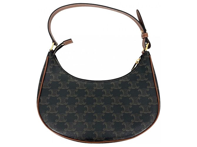 Céline Borsa a tracolla Celine Ava Triomphe in pelle marrone - vista 2