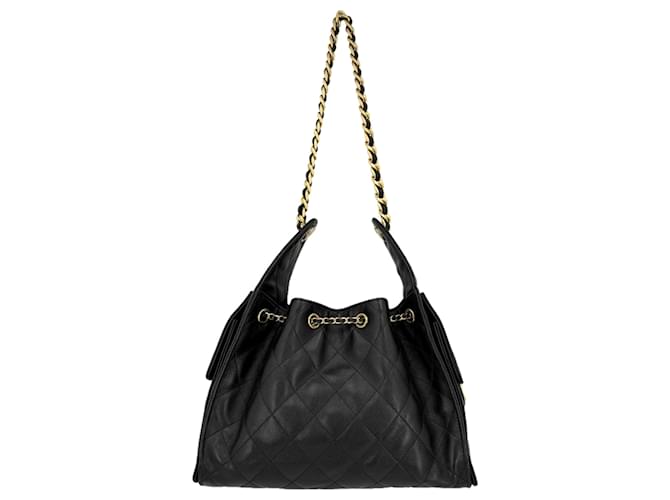 Timeless Borsa a tracolla Chanel in vitello martellato nero - vista 2