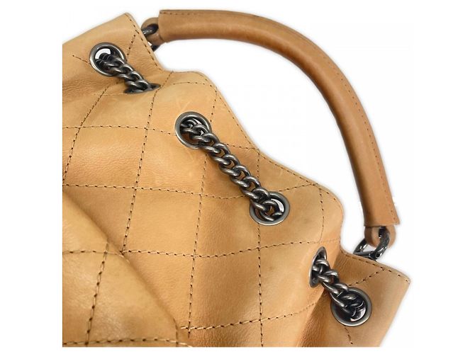 Borsa a mano Chanel in pelle beige - vista 10