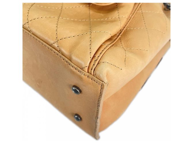 Borsa a mano Chanel in pelle beige - vista 12