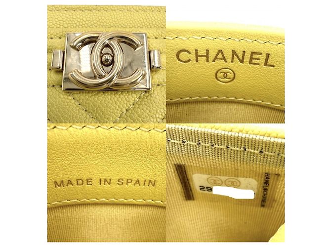 Tarjetero Chanel de piel de becerro granulada amarilla Amarillo - vista 5