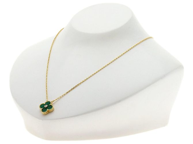 Collana Van Cleef & Arpels Vintage Alhambra Malachite e Diamanti - vista 4