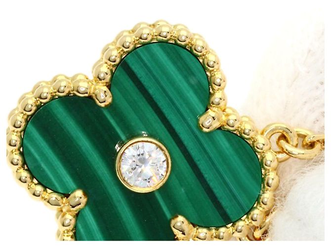 Collana Van Cleef & Arpels Vintage Alhambra Malachite e Diamanti - vista 5