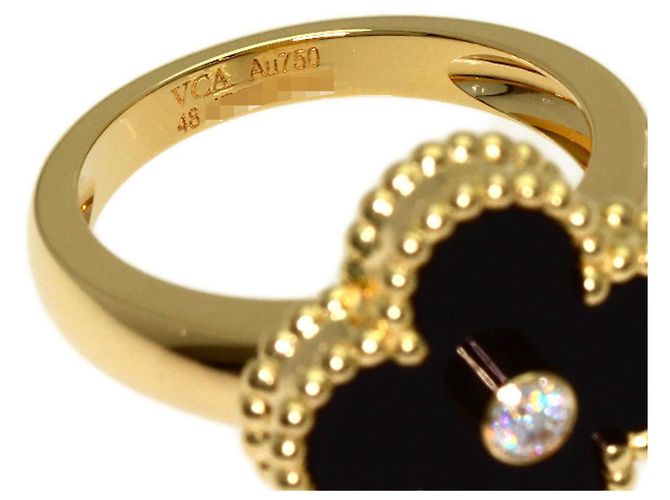 Anello Van Cleef & Arpels Vintage Alhambra Onice e Diamanti - vista 5