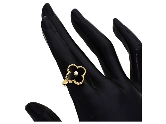 Anello Van Cleef & Arpels Vintage Alhambra Onice e Diamanti - vista 6