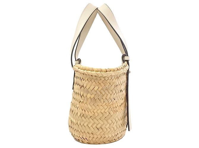 Borsa Tote Basket Small Loewe Bianco - vista 3