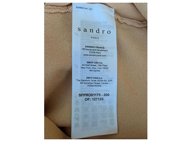 Sandro Beiges Strick-Maxikleid aus Pointelle Golden - Ansicht 9