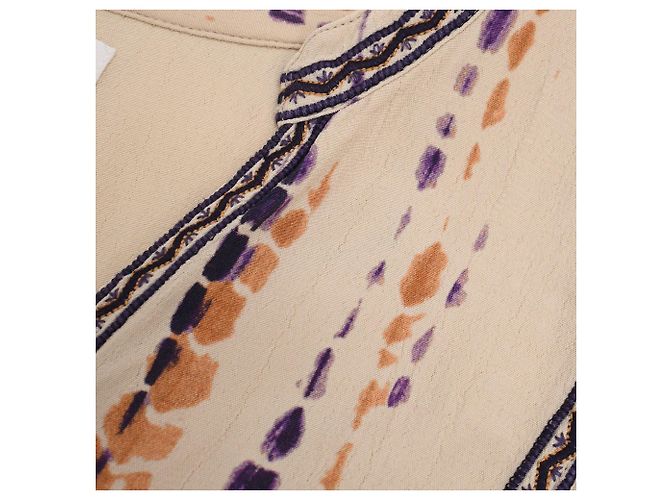 Mini abito Ba&Sh Isabella tie-dyed in viscosa crema Bianco Crudo - vista 14