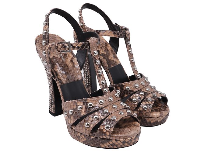 Michael Kors Rosanna Studded Platform Sandals in Brown Python Leather - view 3