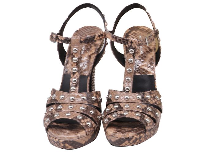 Michael Kors Rosanna Studded Platform Sandals in Brown Python Leather - view 6