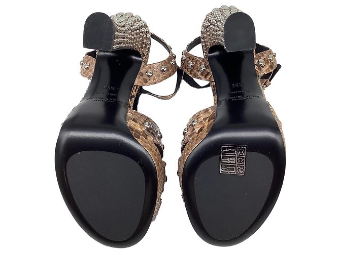 Michael Kors Rosanna Studded Platform Sandals in Brown Python Leather - view 8