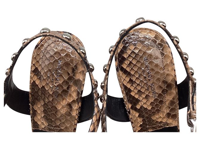 Michael Kors Rosanna Studded Platform Sandals in Brown Python Leather - view 9