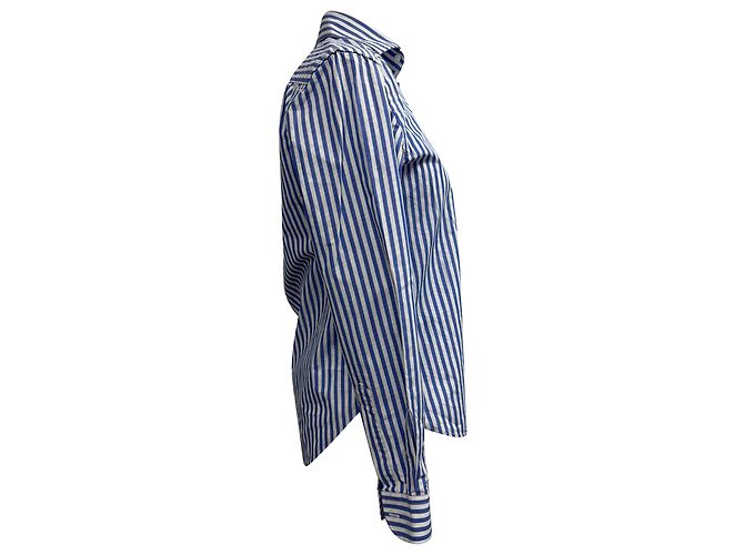 Autre Marque Camicia a righe con bottoni WNU in cotone blu e bianco - vista 2