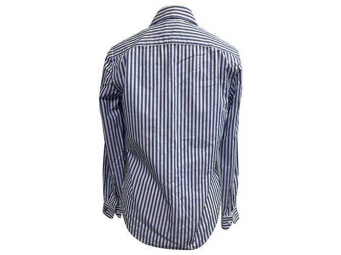 Autre Marque Camicia a righe con bottoni WNU in cotone blu e bianco - vista 3