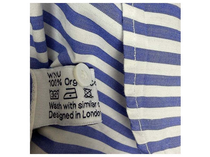 Autre Marque Camicia a righe con bottoni WNU in cotone blu e bianco - vista 5