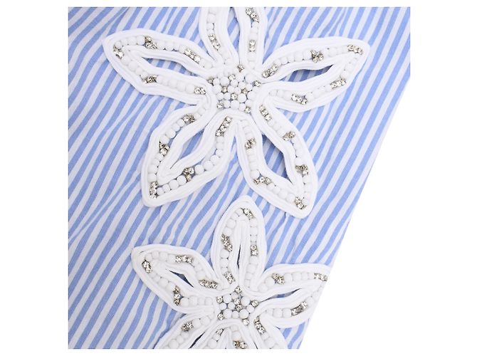 Pantalones cortos de rayas con apliques florales Sandro en algodón azul - vista 16
