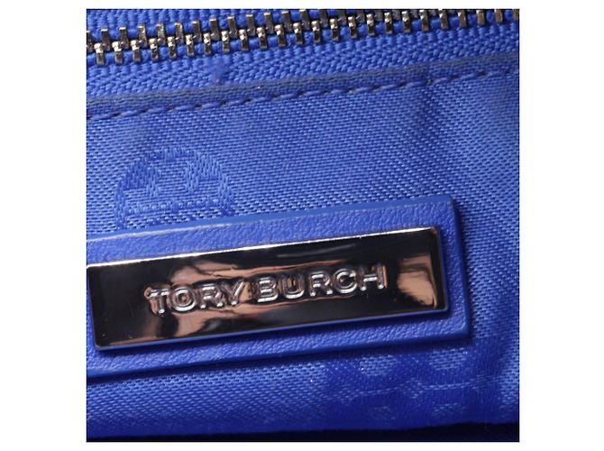 Borsa Tote Britten piccola con catena Tory Burch in pelle blu - vista 10