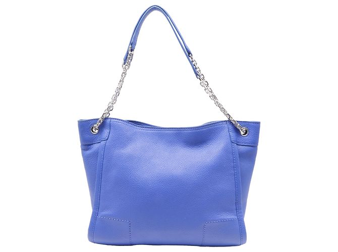 Borsa Tote Britten piccola con catena Tory Burch in pelle blu - vista 4