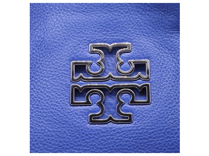 Borsa Tote Britten piccola con catena Tory Burch in pelle blu - vista 5