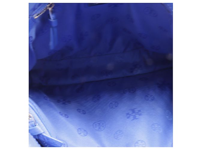 Borsa Tote Britten piccola con catena Tory Burch in pelle blu - vista 7
