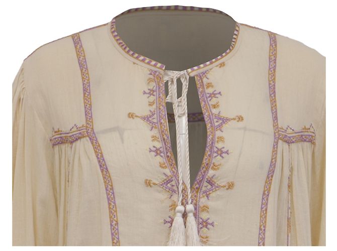 Blusa bordada Isabel Marant Etoile Silekia en algodón crema Blanco Crudo - vista 2