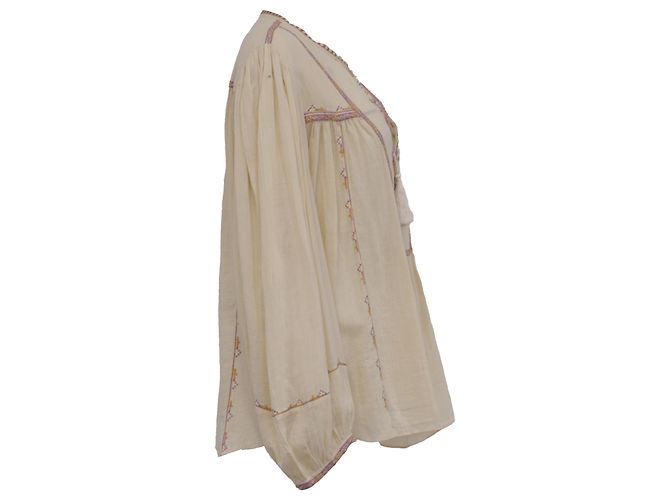 Blusa bordada Isabel Marant Etoile Silekia en algodón crema Blanco Crudo - vista 3