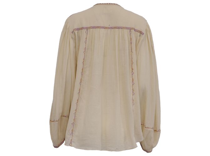 Blusa bordada Isabel Marant Etoile Silekia en algodón crema Blanco Crudo - vista 4