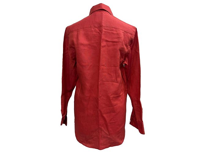 Autre Marque Camicia button-down WNU in lino rosso - vista 3