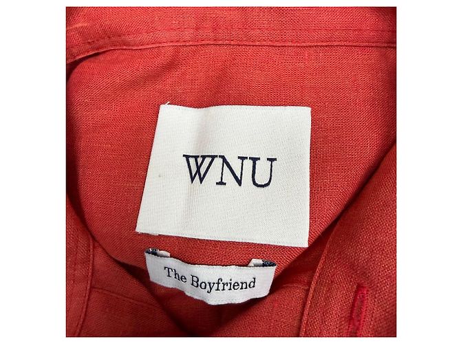 Autre Marque Camicia button-down WNU in lino rosso - vista 4
