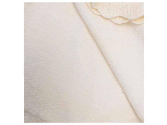 See by Chloé Pullover mit Hemdärmeln und gewellten Akzenten aus cremefarbener Baumwolle Weiß Roh - Ansicht 10