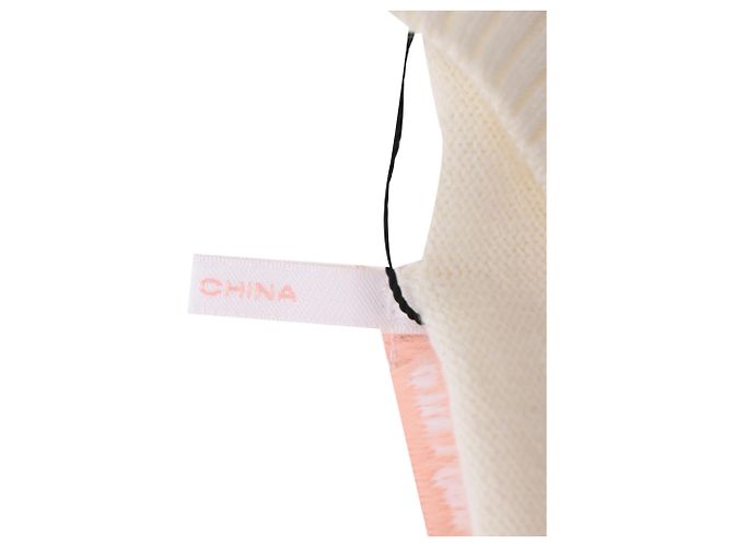 See by Chloé Pullover mit Hemdärmeln und gewellten Akzenten aus cremefarbener Baumwolle Weiß Roh - Ansicht 6
