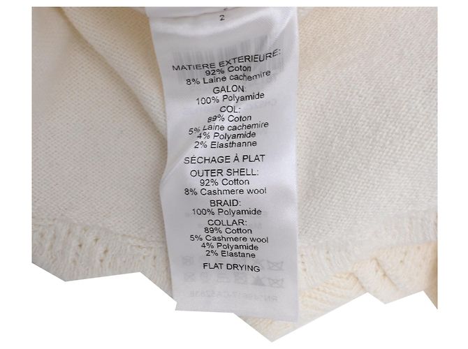 See by Chloé Pullover mit Hemdärmeln und gewellten Akzenten aus cremefarbener Baumwolle Weiß Roh - Ansicht 7