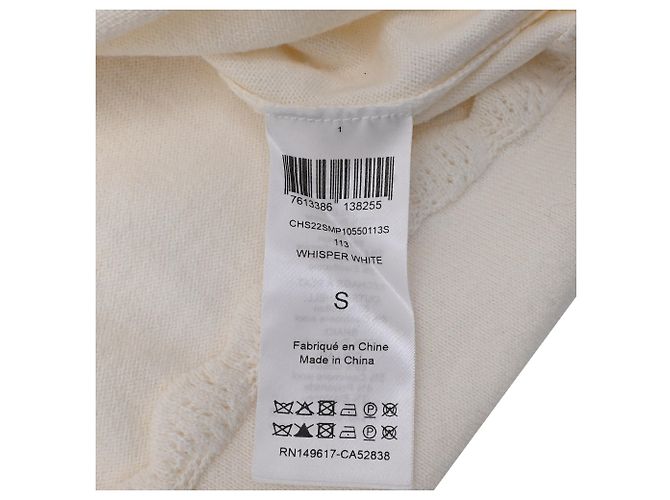 See by Chloé Pullover mit Hemdärmeln und gewellten Akzenten aus cremefarbener Baumwolle Weiß Roh - Ansicht 8