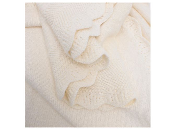 See by Chloé Pullover mit Hemdärmeln und gewellten Akzenten aus cremefarbener Baumwolle Weiß Roh - Ansicht 9