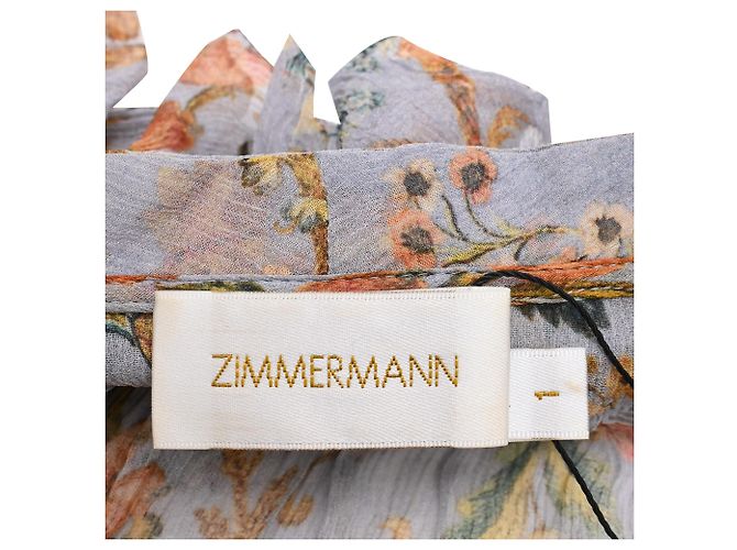 Mini abito con volant e stampa floreale Zimmermann in seta multicolore - vista 4