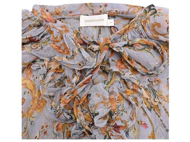 Mini abito con volant e stampa floreale Zimmermann in seta multicolore - vista 5