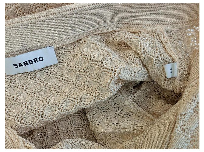 Sandro Beiges Strick-Maxikleid Golden - Ansicht 11