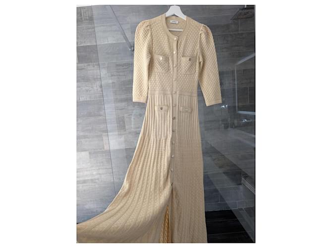 Sandro Beiges Strick-Maxikleid Golden - Ansicht 2