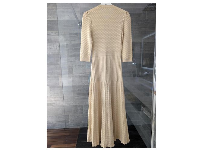 Sandro Beiges Strick-Maxikleid Golden - Ansicht 8