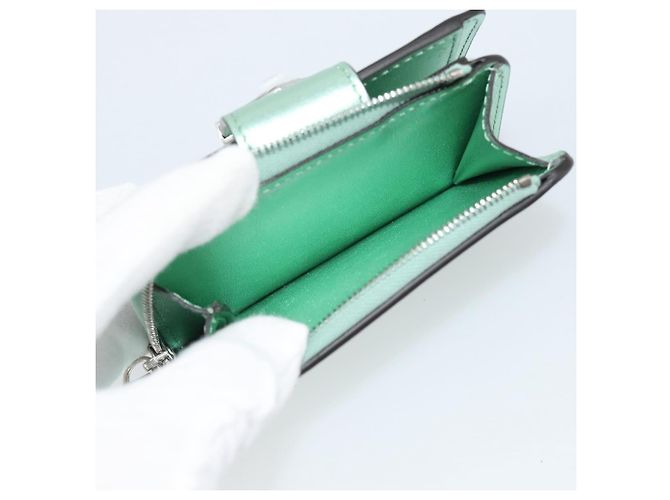 FENDI Compact Wallet Leather Green Silver 8M0490 - vista 10