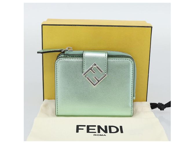 FENDI Compact Wallet Leather Green Silver 8M0490 - vista 12