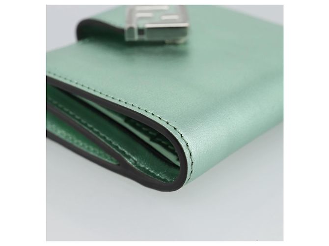 FENDI Compact Wallet Leather Green Silver 8M0490 - vista 14