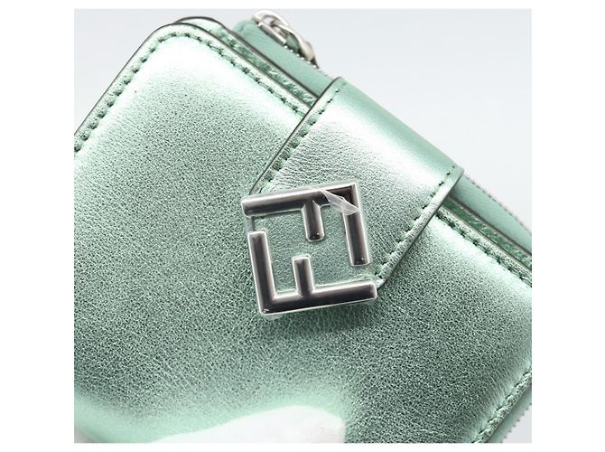 FENDI Compact Wallet Leather Green Silver 8M0490 - vista 18