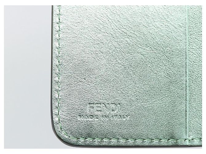 FENDI Compact Wallet Leather Green Silver 8M0490 - vista 19