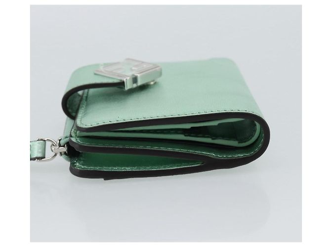 FENDI Compact Wallet Leather Green Silver 8M0490 - vista 3