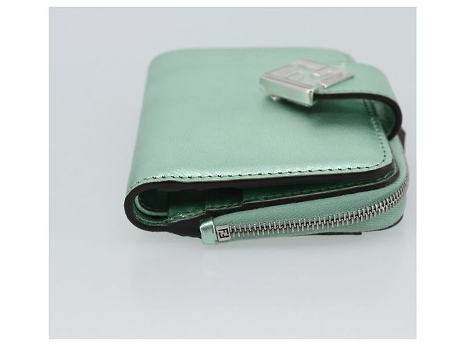 FENDI Compact Wallet Leather Green Silver 8M0490 - vista 4