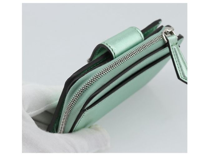FENDI Compact Wallet Leather Green Silver 8M0490 - vista 5
