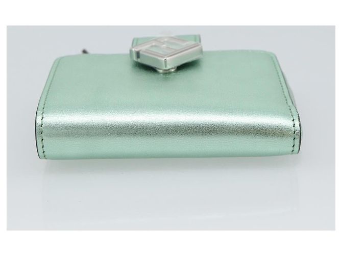 FENDI Compact Wallet Leather Green Silver 8M0490 - vista 6